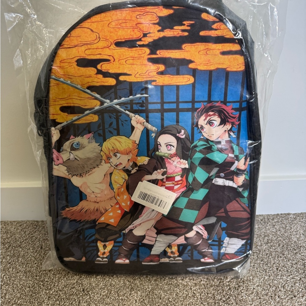 Anime Character Backpack with Orange and Blue Design